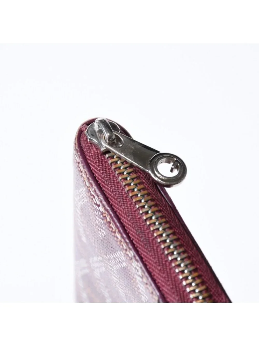 Goyard Matignon PM Card Case Coin Purse Din Canvas Leather Red Silver